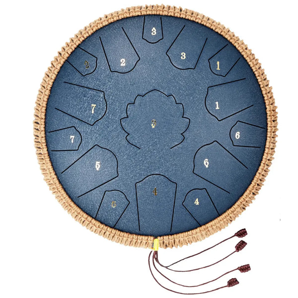 Tongue Drum Coffret Complet 14" — 15 Notes, Relaxation, Sophrologie, Méditation — Adulte , Tambour à Langue Acier Carbone, Ré Majeur