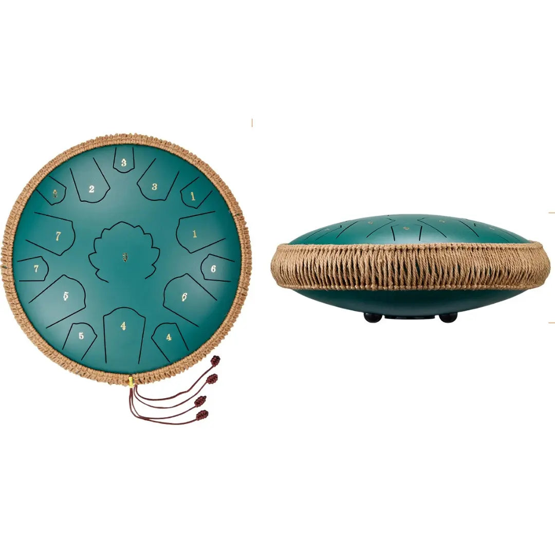 Tongue Drum 14 Pouces 15 Notes Ré Majeur — Steel Tongue Drum Acier, Coffret Complet